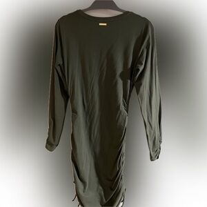 Michael kors olive green cinches long sleeve dress